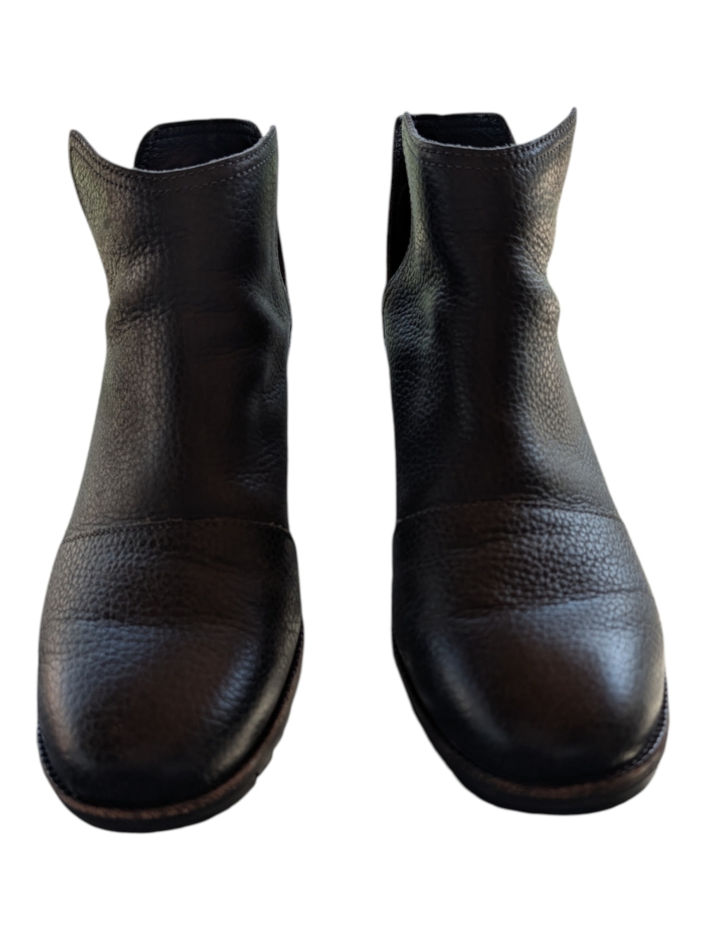 Sorel Gray/Black Leather Ankle Booties with Block Heel - Picture 3 of 10